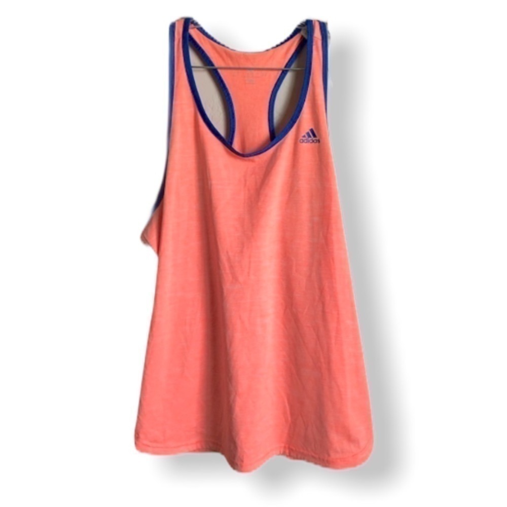 adidas Coral Pink Racerback Tank with Navy Trim